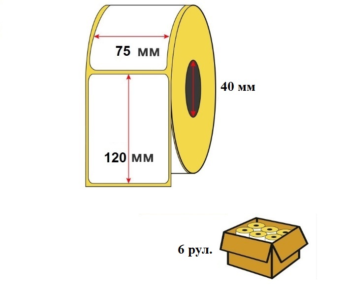 Термоэтикетка 75х120 мм (250 шт/рул) ЭКО для OZON в упаковке 6 шт.