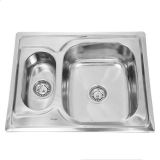 мойка для кухни врезная из нержавеющей стали 63х50 см.2 чаши SINKLIGHT N 6350 R 0.8/180 1.5P полированная правая