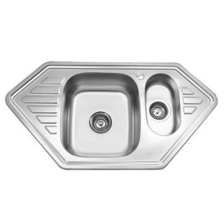 мойка для кухни врезная из нержавеющей стали 95х50 см.2 чаши SINKLIGHT N 9550C 0.8/180 1.5E матовая