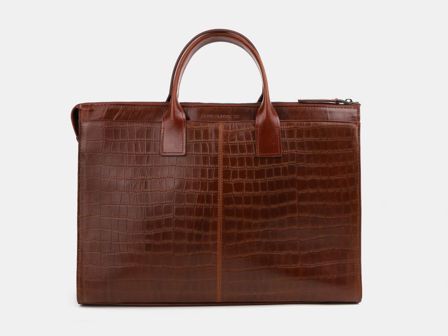 Кожаная мужская сумка из натуральной кожи Alexander-TS «PF0023 Cognac Croco»