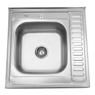 мойка для кухни накладная из нержавеющей стали 60х60 см. SKL 6060 L ECO 0.6/160 1P полированная левая