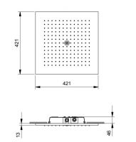 Верхний душ Fantini Acquadolce L001B квадратный 42х42 схема 1