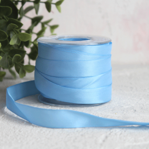 Шелковая лента MAJESTIK голубая №183, 13 мм., искусственная