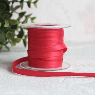 Шелковая лента MAJESTIK красная №164, 7 мм., искусственная