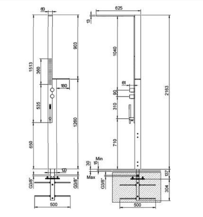 Напольная душевая стойка Fantini Milan oslim Outdoor H121 ФОТО