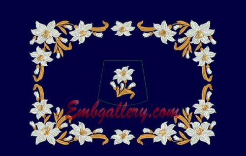 [Машинная вышивка] Дизайн «Лилии» набор для покровцов и воздухов [Embgallery]