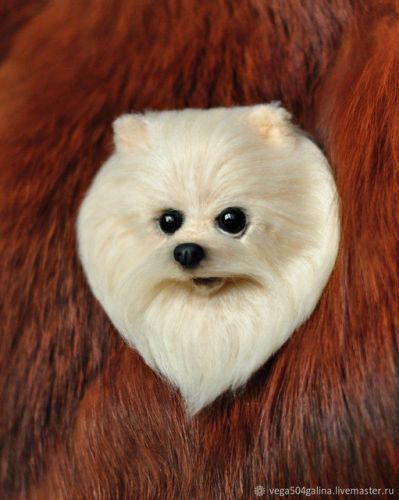 мастер класс по вязанию крючком Брошь Шпиц Ласка. Звероварежки (Гала Ведерникова)