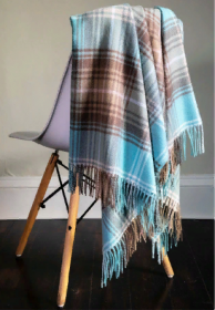 Легкий шотландский плед, расцветка (тартан) Локкеррон вариант Опаловый LOCHCARRON OPAL TARTAN LAMBWOOL BLANKET, 100 % стопроцентная шотландская овечья шерсть, плотность 6.
