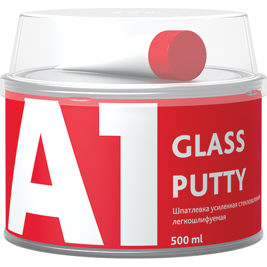 А1 GLASS PUTTY, Шпатлевка, усиленная стекловолокном, 500гр.