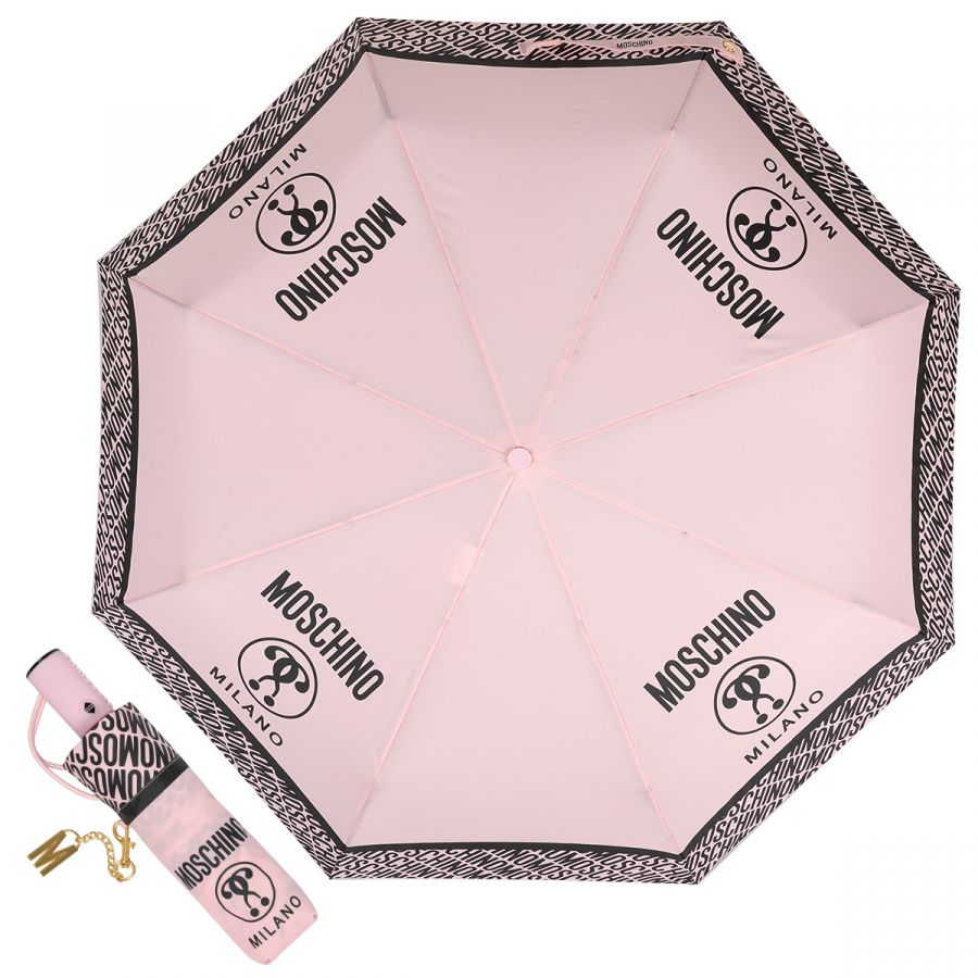 Зонт складной Moschino 8872-OCN Logo Pink