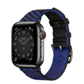 Часы Apple Watch Hermès Series 6 GPS + Cellular 40mm Space Black Stainless Steel Case with Noir/Bleu Saphir Jumping Single Tour