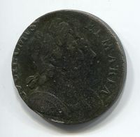 1/2 пенни 1694 Великобритания XF- Вильгельм III и Мария II