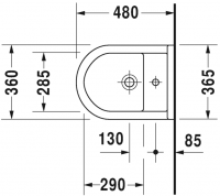 Биде Duravit подвесное Starck 3 223115 схема 1