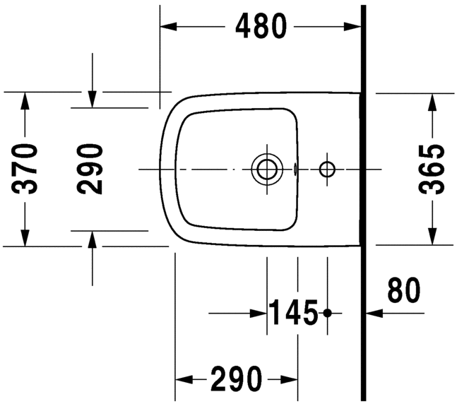 Биде Duravit подвесное DuraStyle 228515 схема 1