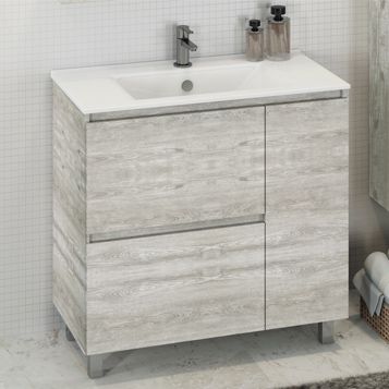 Тумба-умывальник Comforty  Верона-90 дуб белый с раковиной Quadro 90