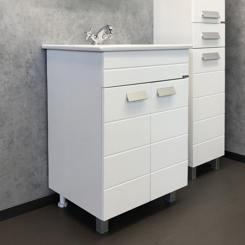 Тумба-умывальник Comforty  Модена М-60 белая матовая  с раковиной Quadro 60