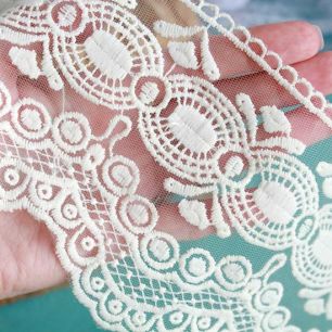 Кружево на сетке, 13 см Экрю, 1 м