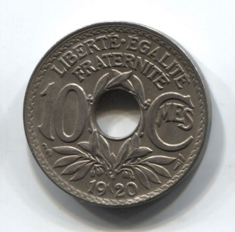 10 сантимов 1920 Франция XF+