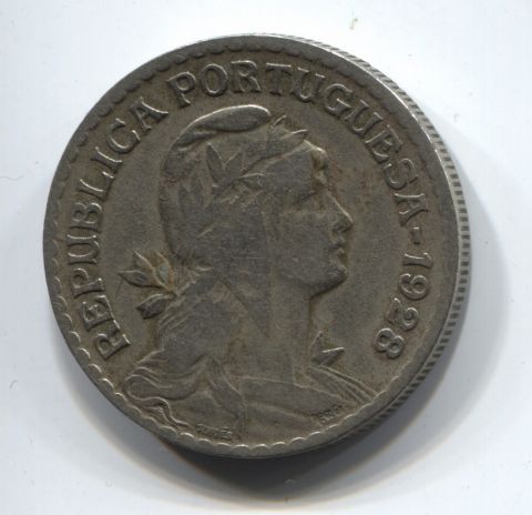 1 эскудо 1928  Португалия, редкий год
