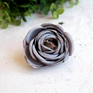 Бутон розы 4,5 см. - тканевый серый