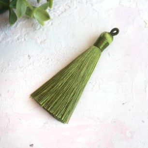 Кисточка декоративная, зеленая 8 см.