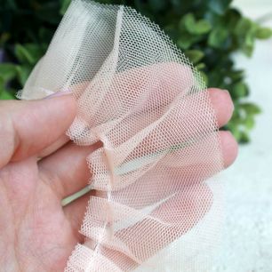 Кружево-сетка рюша, персиковый 5 см