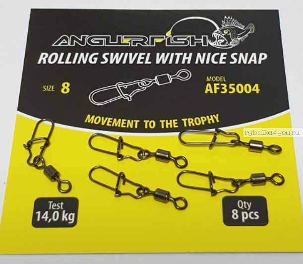 Вертлюжок с застежкой Anglerfish Rolling swivel with nice snap #10