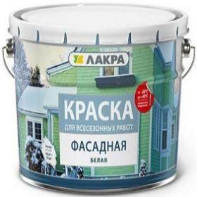 Краска Фасадная Лакра Всесезонная 14 кг от -20°С до +40°С для Внутренних и Наружных Работ