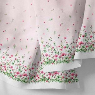 Хлопок Перкаль - Бордюр Космеи на розовом 25*75 limit