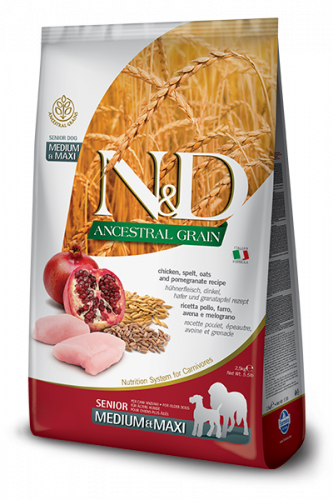 N&D Low Grain CHICKEN & POMEGRANTE Senior medium&maxi (курица+гранат для пожилых собак средних и крупных  пород)