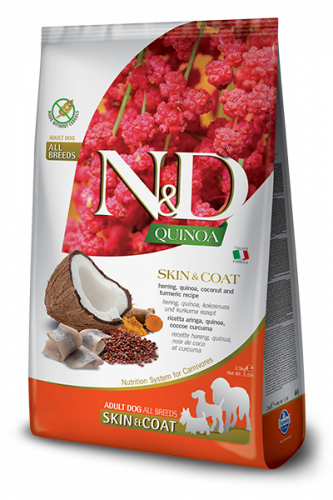 N&D Dog Quinoa Skin&coat Herring (Сельдь, киноа, кокос и куркума. Здоровье кожи и шерсти)