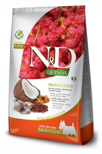 N&D Dog Quinoa Skin&coat Herring Adult Mini (Сельдь, киноа, кокос и куркума для собак мелких пород. Здоровье кожи и шерсти)
