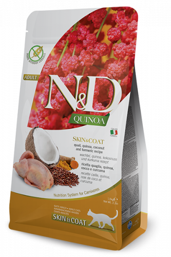 N&D Cat Quinoa Skin&coat Quail (Перепел, киноа, кокос и куркума. Здоровье кожи и шерсти)