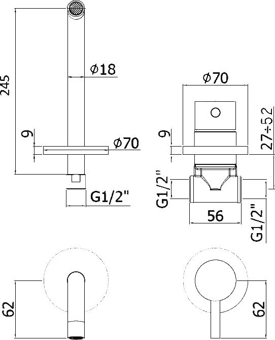 Смеситель для раковины Paffoni Light LIG007 70 ФОТО