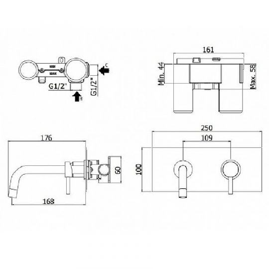 Смеситель для раковины Paffoni Light LIG101/M схема 10