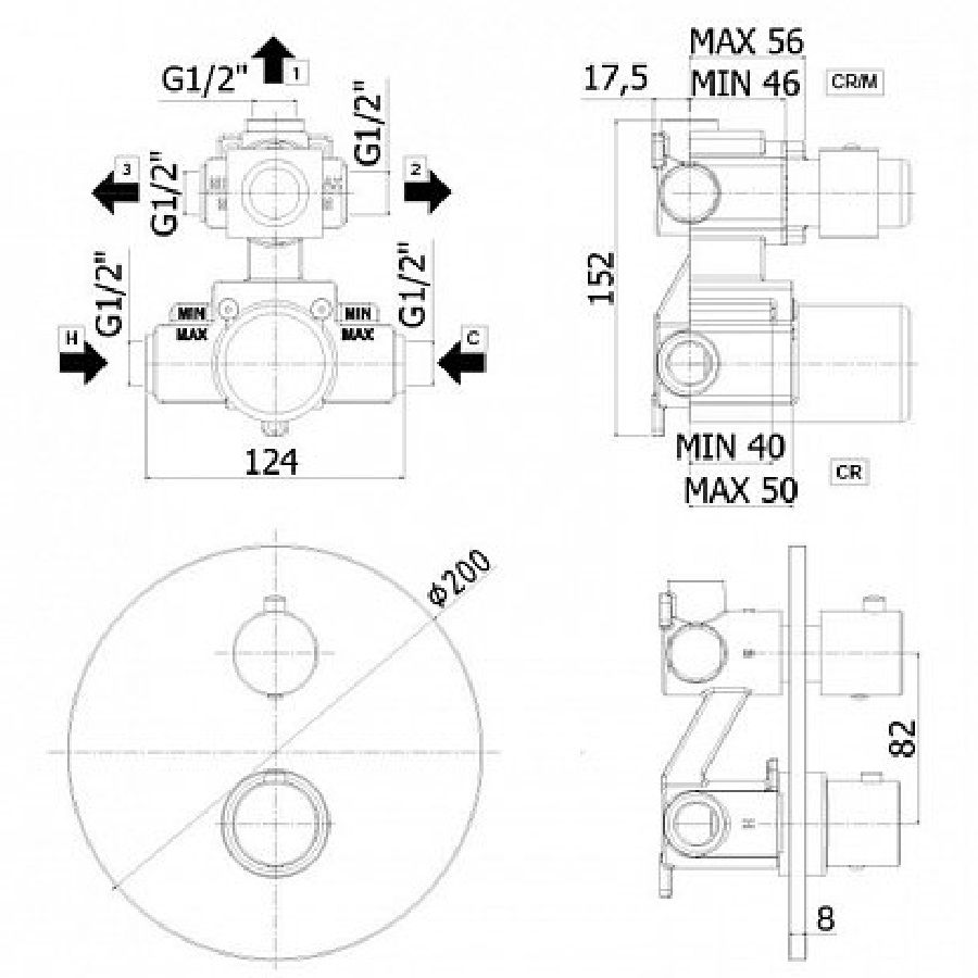 Смеситель для душа Paffoni Light LIQ019 схема 4