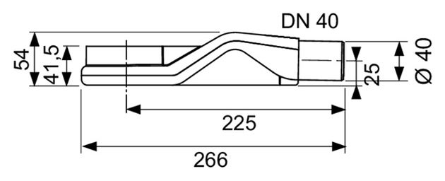 Сифон Tece Drainline DN40 0,5 л/с 650004 горизонтальный без погружного стакана схема 2