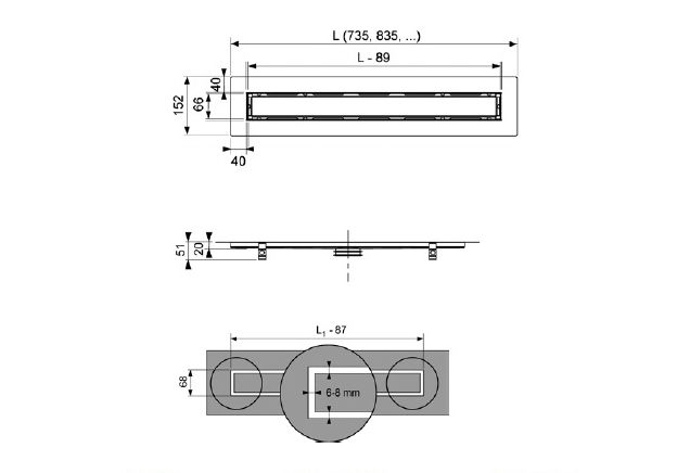 Душевой лоток Tece Drainline 80 650800 с решеткой схема 3