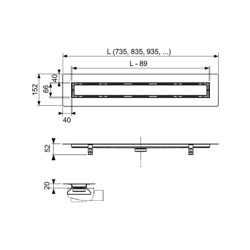 Душевой лоток Tece Drainline 90 650900 с решеткой Хром схема 4