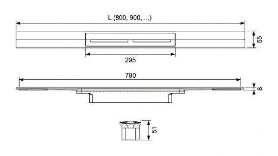 Душевой лоток Tece Drainprofile 100 6710 с решеткой PVD схема 58