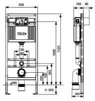 Инсталляция для унитаза Tece TeceProfil 9300302 без кнопки смыва схема 9