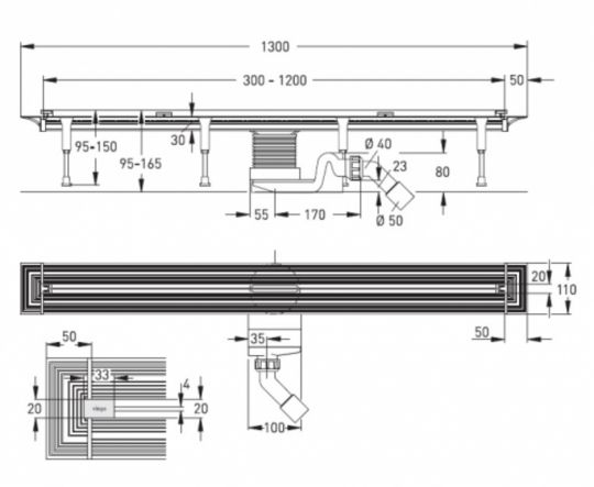 Душевой лоток Viega Advantix Vario 686277 С сифоном схема 2