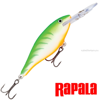 Воблер Rapala Shad Rap 50мм / 6 гр / Заглубление: 1,2 - 2,7 м / цвет:  SR05-GTU