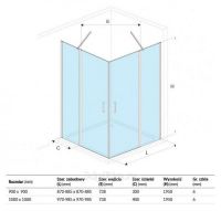 Душевой уголок Excellent Mazo 100х100 KAEX.3023.2D.0500.LP+KAEX.3000.2S.1010.LP профиль  стекло прозрачное схема 2