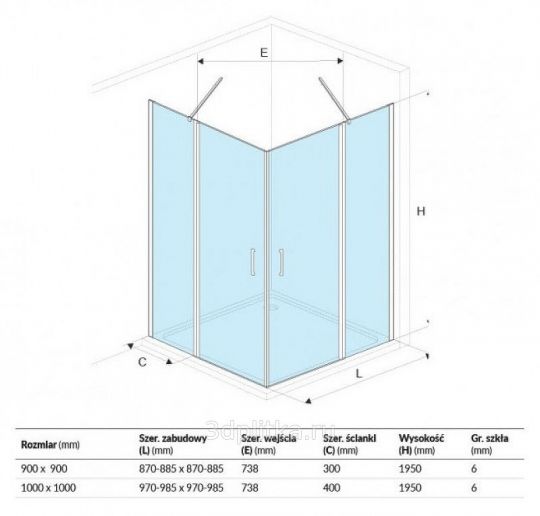 Душевой уголок Excellent Mazo 100х100 KAEX.3023.2D.0500.LP+KAEX.3000.2S.1010.LP профиль  стекло прозрачное ФОТО