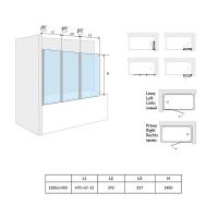 Шторка на ванну Excellent Fliper 120 L KAAX.1309.1200.LE Левая схема 4