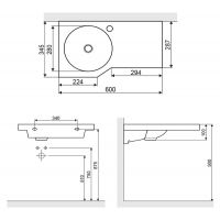 Раковина Excellent Be Spot CEEX.2301.600.WH Белая схема 4