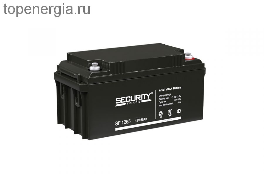 Аккумулятор герметичный VRLA свинцово-кислотный SECURITY FORCE SF 1265 (12V/65Ah)