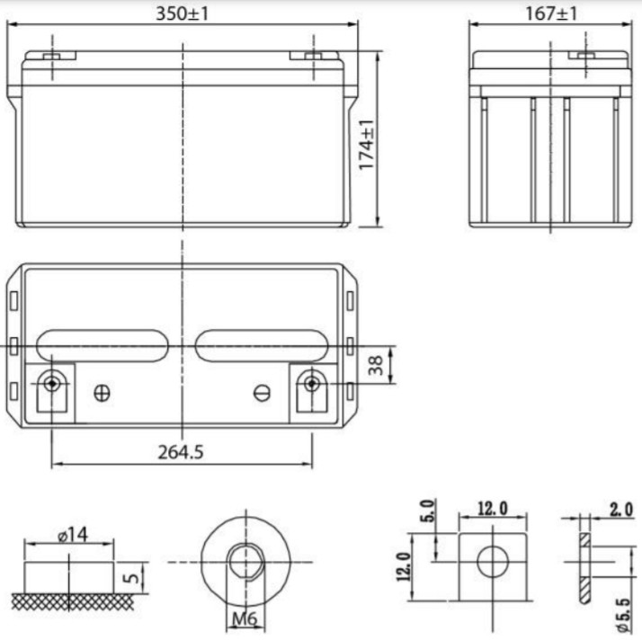 Аккумулятор герметичный VRLA свинцово-кислотный SECURITY FORCE SF 1265 (12V/65Ah)