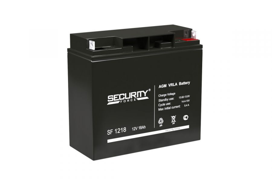 Аккумулятор герметичный VRLA свинцово-кислотный SECURITY FORCE SF 1218 (12V/18Ah) Аккумулятор герметичный VRLA свинцово-кислотный SECURITY FORCE SF 1218 (12V/18Ah)